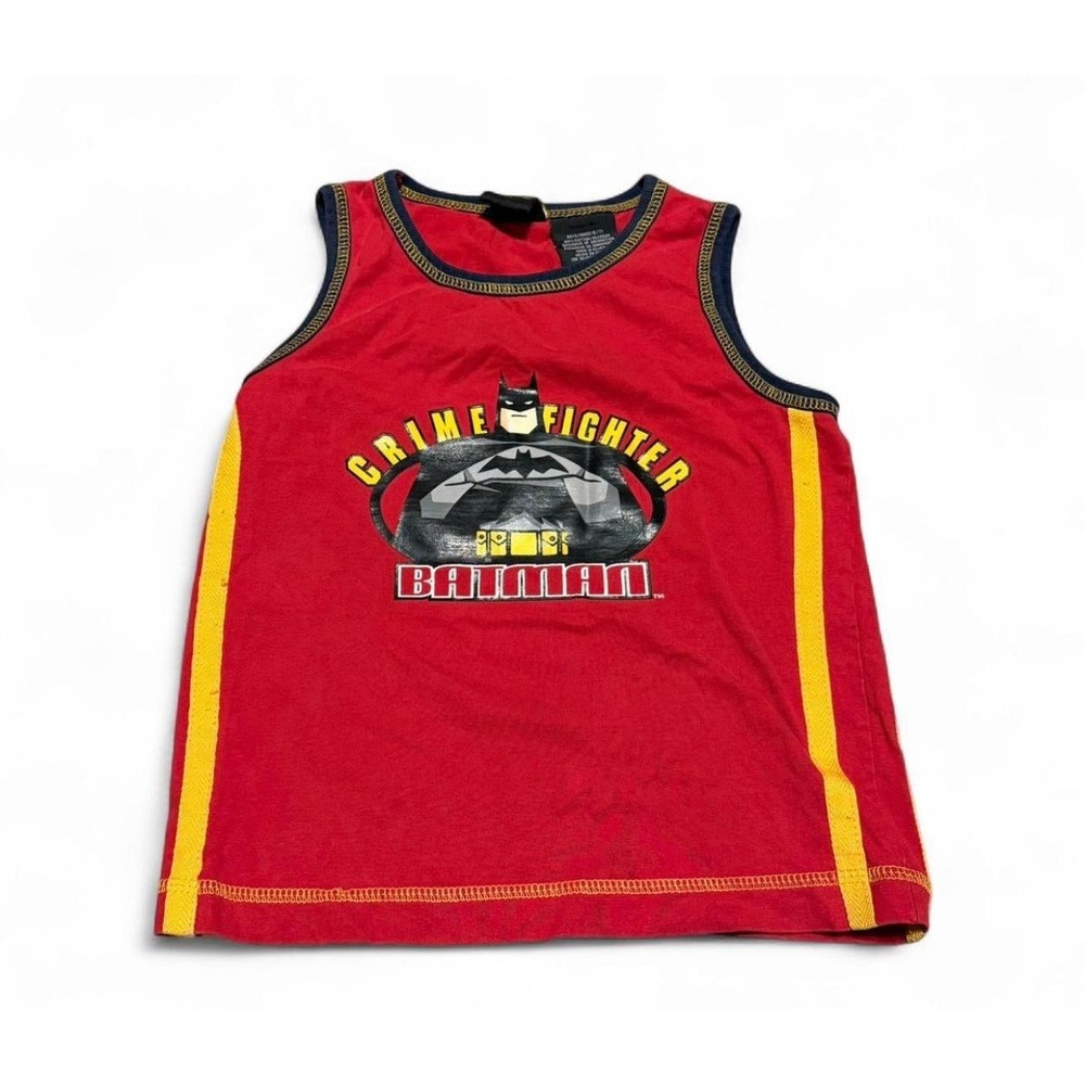 Vintage Batman Crime Fighter Boys 6/7 Red Tank Top DC Comics Warner Bros